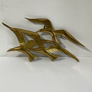 Vintage Mid Century Modern Penco Brass Geese Seagulls Hanging Wall Art MCM